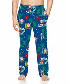 Men's blue Santa Claus Christmas pajama pants with festive print, relaxed fit and elastic waistband for holiday sleepwear and lounging.