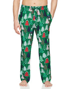 Men's Christmas tree print lounge pants with festive holiday design, relaxed fit and comfortable fabric for winter home wear.