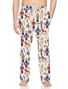 Men's Nutcracker print pajama pants with colorful festive characters and relaxed full-length fit for Christmas sleepwear and holiday lounging.