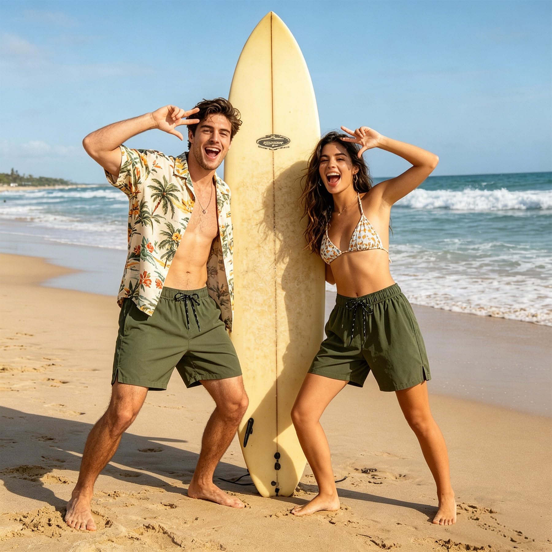 Man wearing comfortable swim shorts during a tropical vacation activity