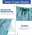 Men's 2-in-1 swim trunks detail image showing the drawstring waist, side zipper pockets and built-in compression liner design.