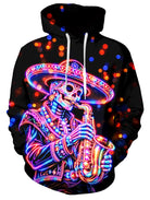 Men's Trippy Skull pullover hoodie with colorful psychedelic skull artwork and long sleeve design for bold casual and party wear.