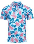 Men's turtle palm printed polo shirt featuring tropical graphics and comfortable fit for summer occasions.