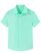 Mint green boys polo shirt designed for warm-weather travel and everyday wear.