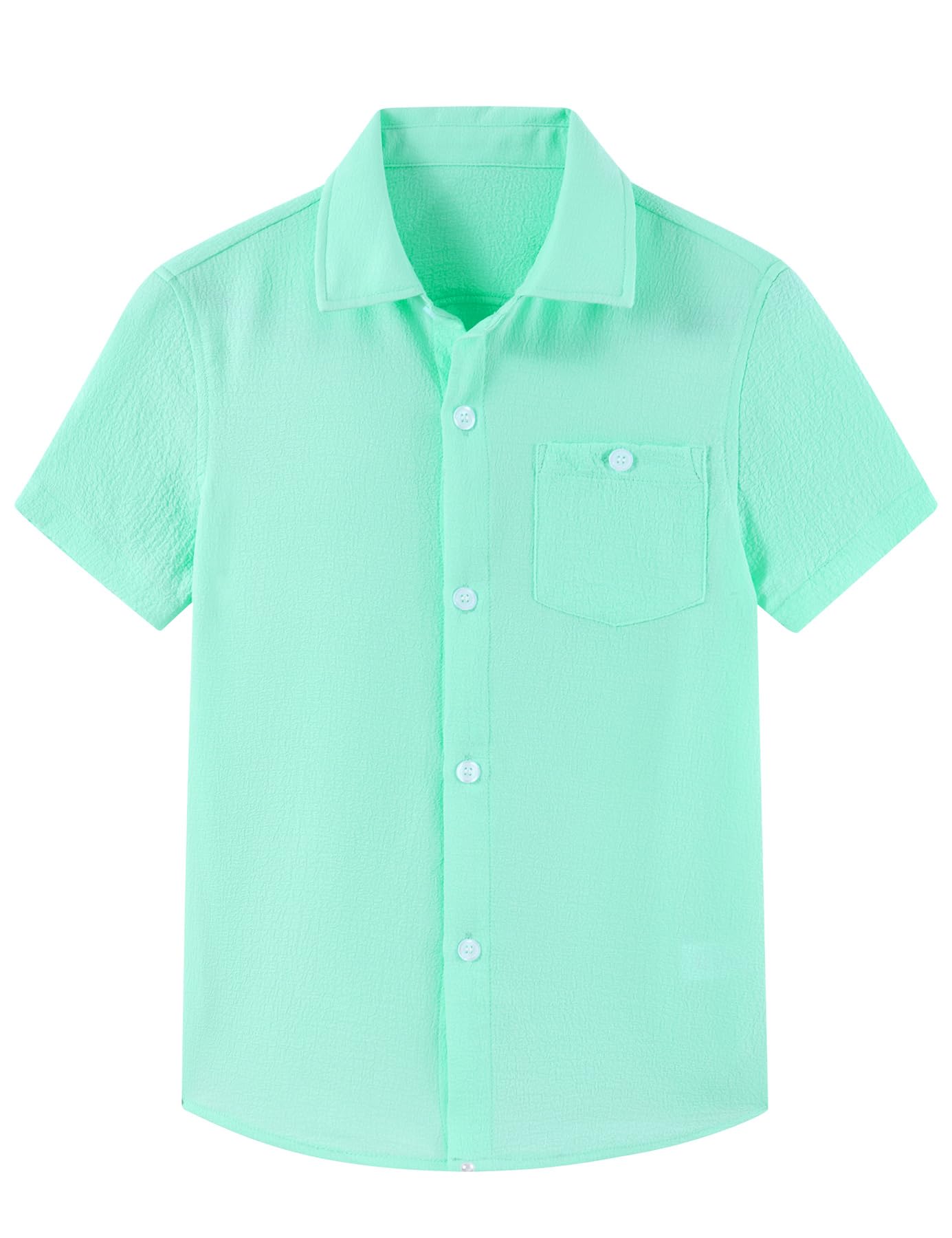Mint green boys polo shirt designed for warm-weather travel and everyday wear.