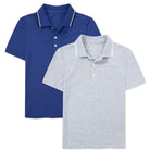 Boys navy and grey polo shirts with breathable pique fabric