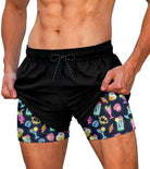 Men's neon pattern swim shorts with bold summer style