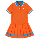 orange girls polo dress set with pleated skirt toddler summer outfit