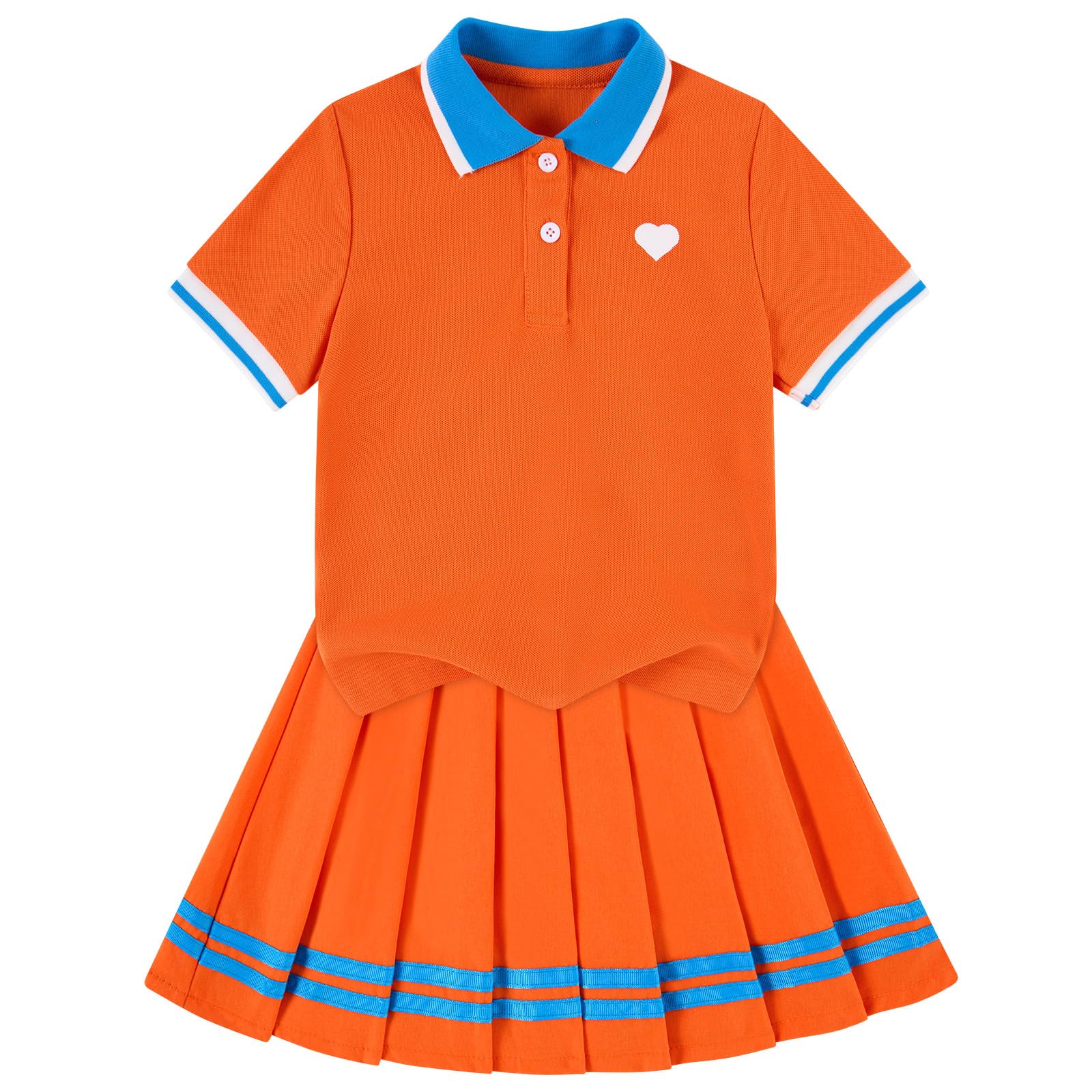 orange girls polo dress set with pleated skirt toddler summer outfit