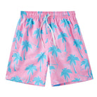 boys pink coconut print swim trunks with quick dry beach fabric