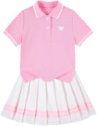 pink girls tennis polo dress set with pleated skirt toddler preppy summer outfit