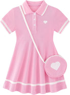 pink girls heart polo dress with mini bag toddler summer outfit