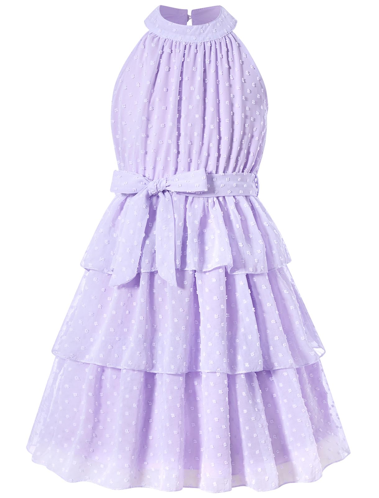 purple swiss dot girls party dress layered princess dress