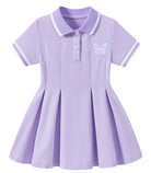 Move Dance Toddler Girls Dress Short Sleeve Polo Sundress Kids Summer Clothes School Casual Outfit 