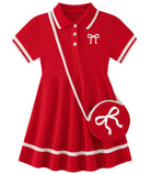 red bow girls polo dress with mini bag toddler vacation clothing outfit