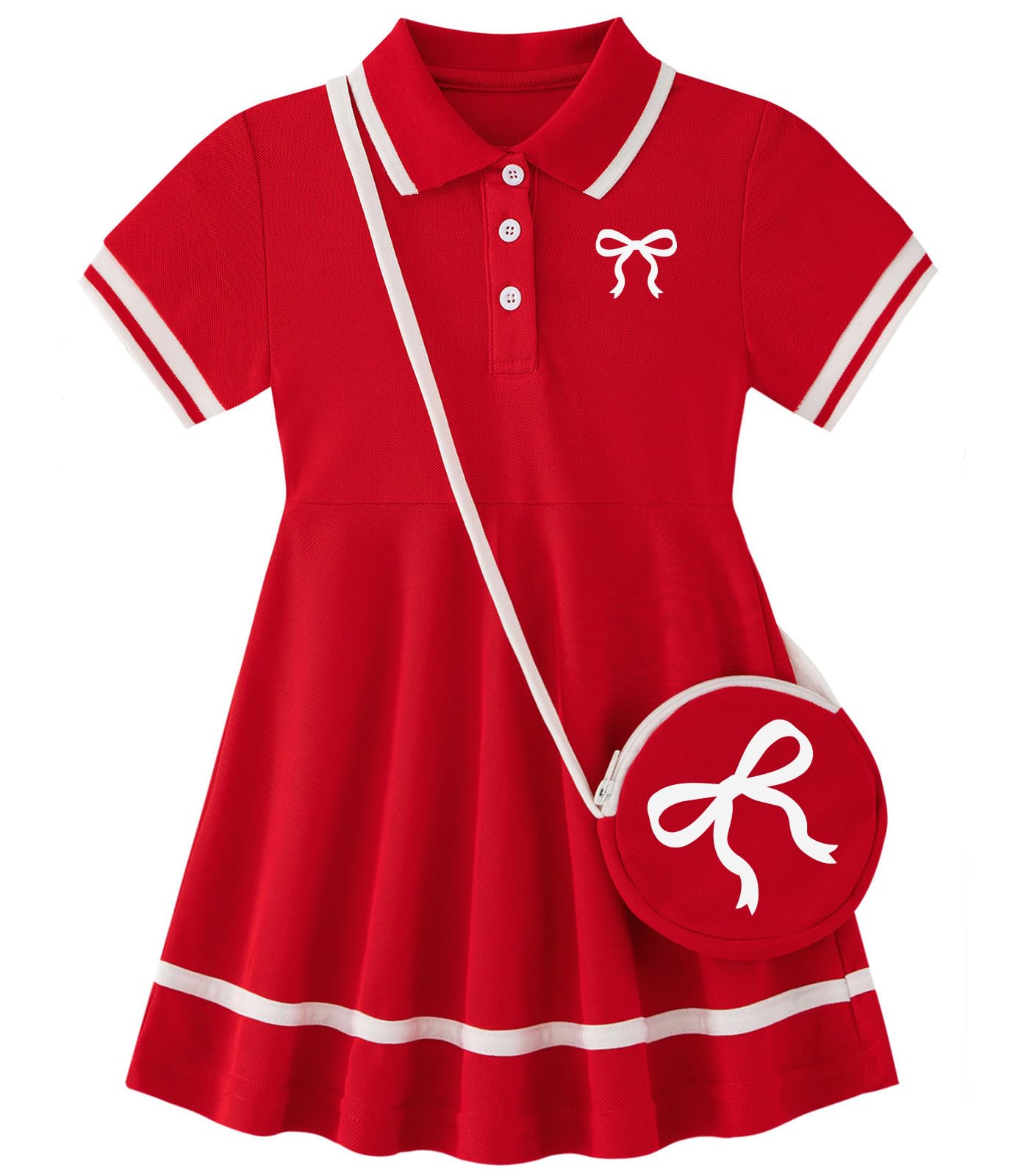 red bow girls polo dress with mini bag toddler vacation clothing outfit