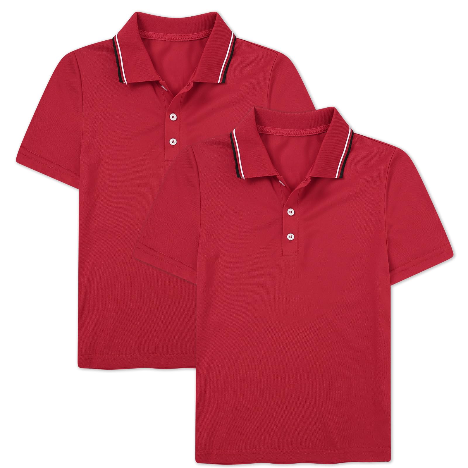 Boys red polo shirts with lightweight breathable fabric
