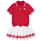 red toddler girls tennis polo dress set sporty preppy summer clothing