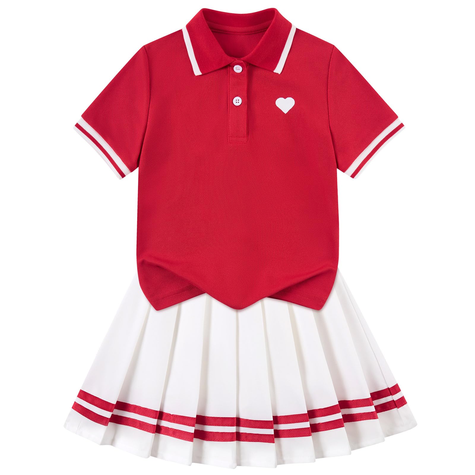 red toddler girls tennis polo dress set sporty preppy summer clothing