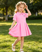 Move Dance Toddler Girls Dress Short Sleeve Polo Sundress Kids Summer Clothes School Casual Outfit