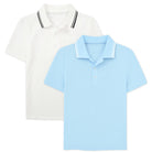 Boys white and blue polo shirts for school and everyday wear