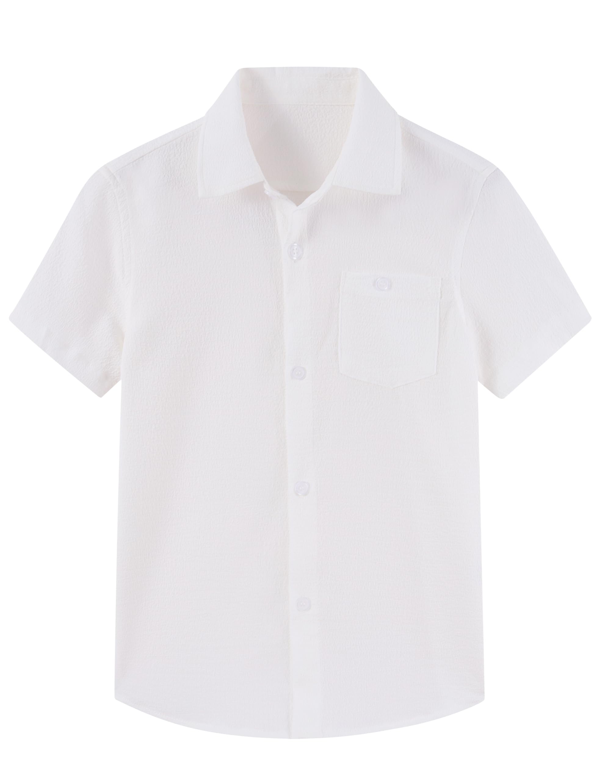 White boys polo shirt featuring a clean classic design for casual and vacation outfits.